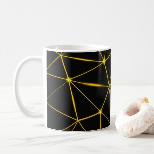 Geometric black triangles gold lines coffee mug