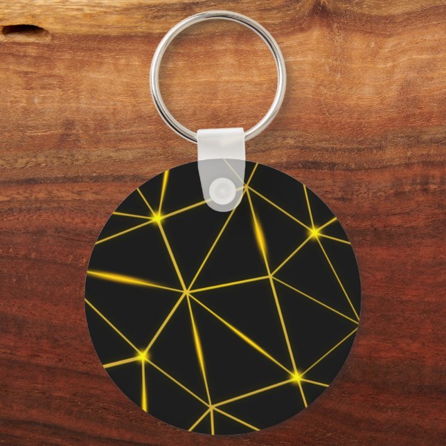 Geometric black triangles gold lines keychain (Front)
