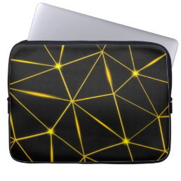 Geometric black triangles gold lines laptop sleeve