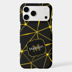 Geometric black triangles gold lines Monogram iPhone 17 Pro Max Case