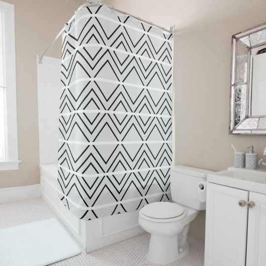 Geometric | Black & White and Gray Shower Curtain | Zazzle.com