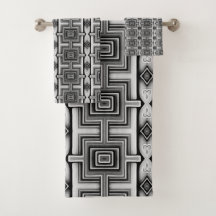 Geometric Black White and Grey Aztec