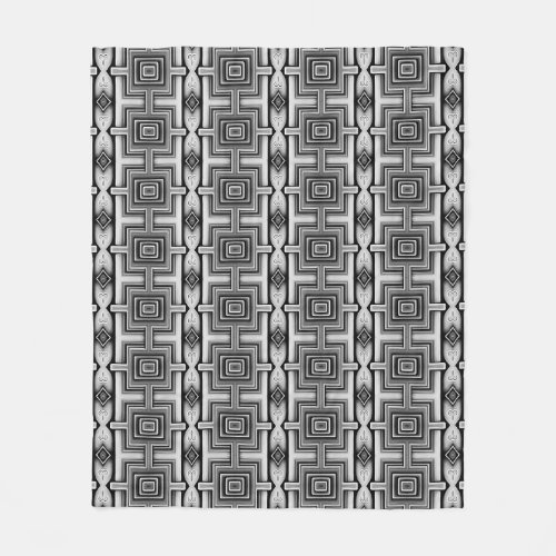 Geometric Black White and Grey Aztec Fleece Blanket