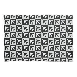 Geometric Black White Aviation Jets Airplane Pillow Case