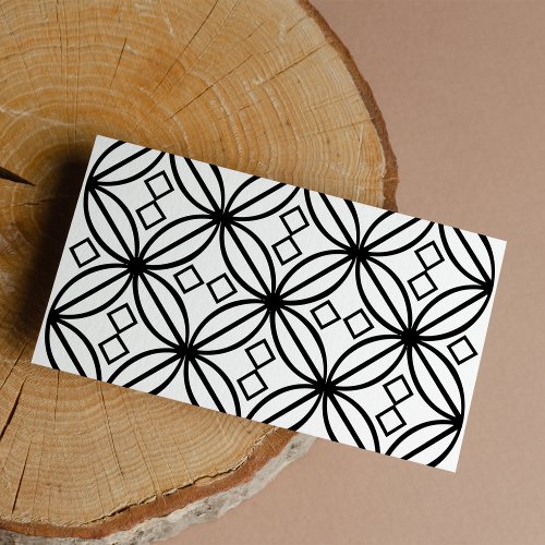Geometric Black  White Floral Pattern Business Card Template