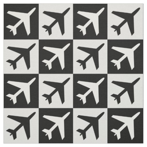 Geometric Black White Flying Jets Airplane Fabric