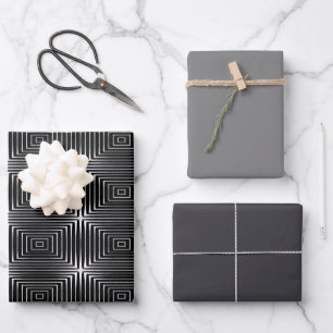 Geometric Black & White Illusion Wrapping Paper Sheets