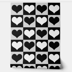 Geometric Black White Love Hearts Wallpaper