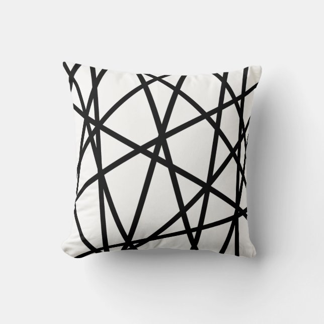 Geometric Black White Minimalist Decor Throw Pillow (Front)