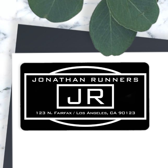 Geometric Black & White Return Address Label (Creator Uploaded)