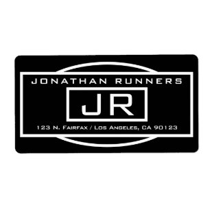 Geometric Black & White Return Address Label