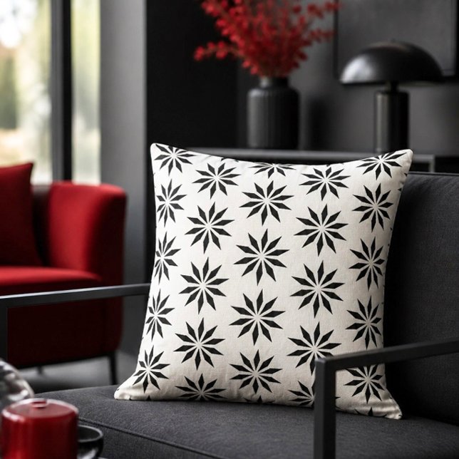 Geometric | Black & White Star Pattern Throw Pillow (Creator Uploaded)