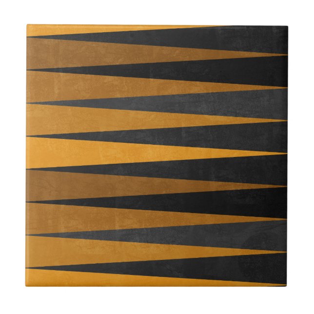 Geometric Black Yellow Ceramic Tile (Front)
