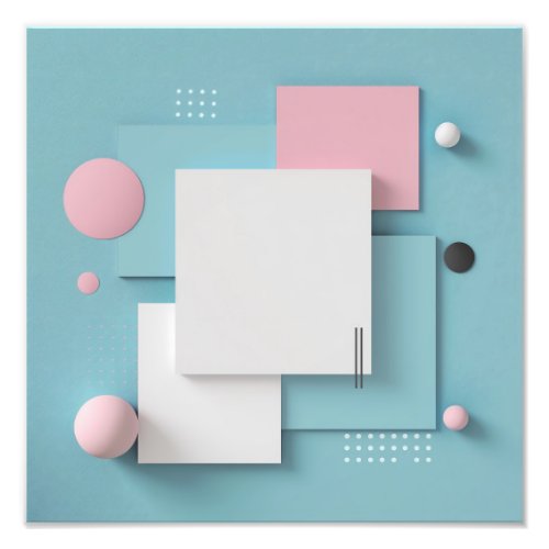 Geometric Bliss Pink Squares White Focus Photo Print