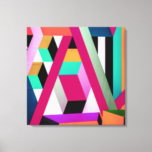 Geometric Block Art Bright Colorful Trendy Canvas Print