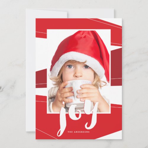 Geometric Block  Red Joy Photo Card