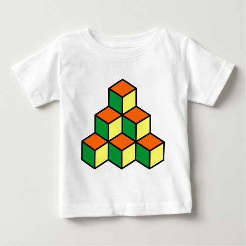 Geometric Blocks _ Green Orange and Yellow Baby T_Shirt