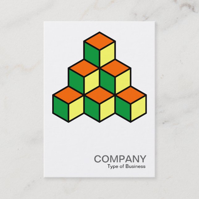 Geometric Blocks - Green Orange and Yellow Business Card (Front)