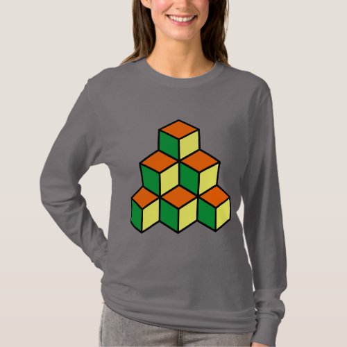 Geometric Blocks _ Green Orange and Yellow T_Shirt