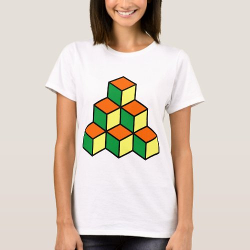 Geometric Blocks _ Green Orange and Yellow T_Shirt