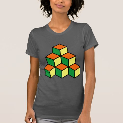 Geometric Blocks _ Green Orange and Yellow T_Shirt