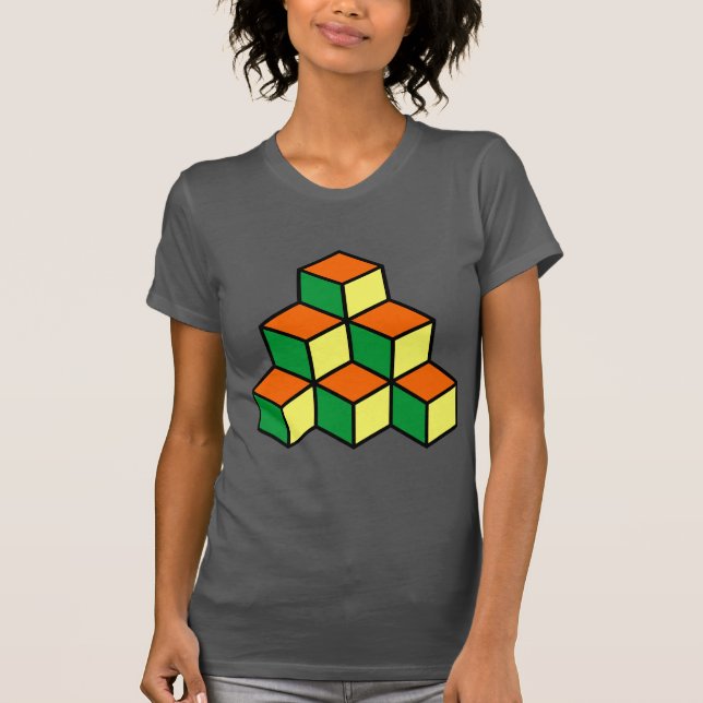Geometric Blocks - Green Orange and Yellow T-Shirt (Front)