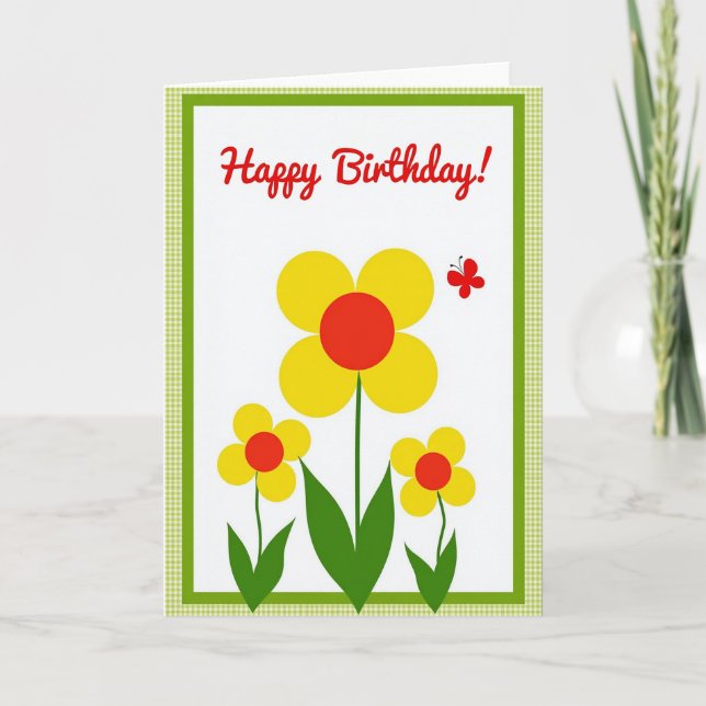 Geometric Bloom Birthday Card (Front)