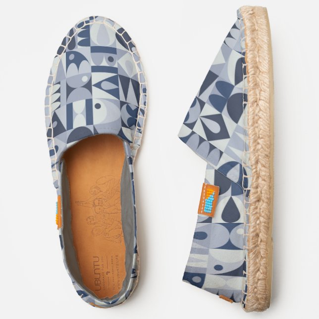 Geometric Blue Abstract Pattern Espadrilles (Side)