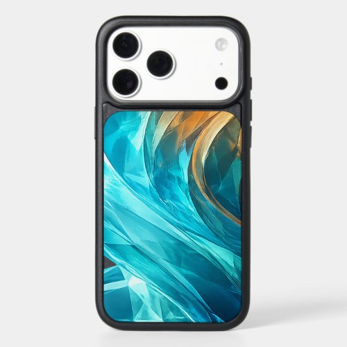 Geometric Blue and Orange Abstract Wave iPhone 17 Pro Max Case