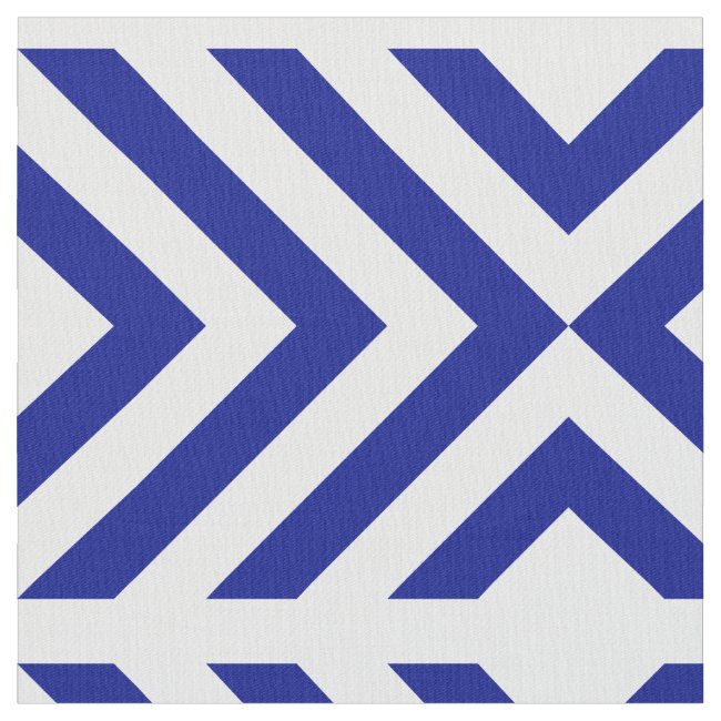 Geometric Blue and White Chevrons and Diamonds Fabric