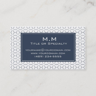 Geometric blue and white light business card