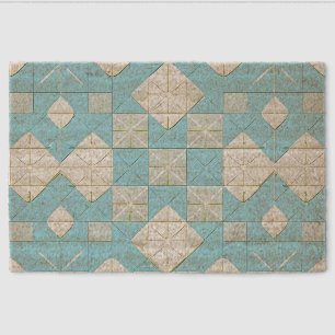 Geometric Blue and White Pattern Fiber Doormat