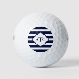 Geometric Blue And White Stripes Golf Balls