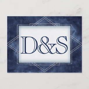 Geometric Blue Art Deco   Modern RSVP Meal Choice Invitation Postcard