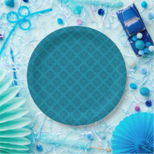 Geometric blue art deco paper plates
