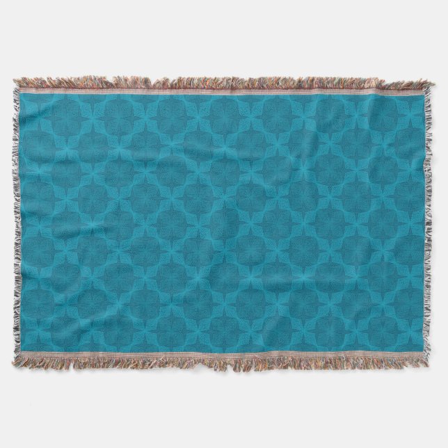 Geometric blue art deco throw blanket (Front)