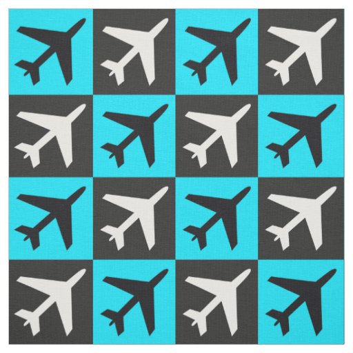 Geometric Blue Aviation Flying Jets Airplane Fabric