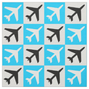 Geometric Blue Aviation Flying Jets Airplane Fabric
