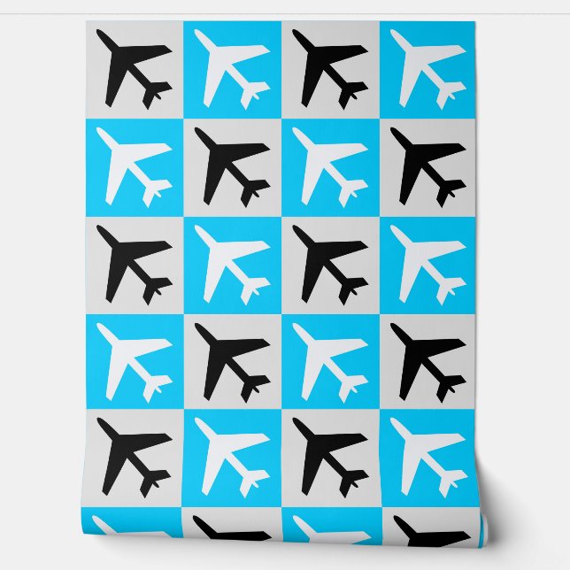 Geometric Blue Aviation Flying Jets Airplane Wallpaper (Unrolling)