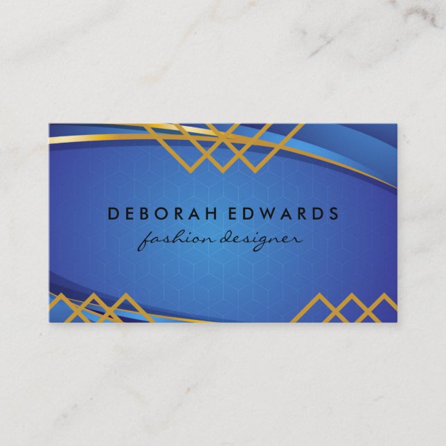 Geometric Blue Backround Business Card (Front)