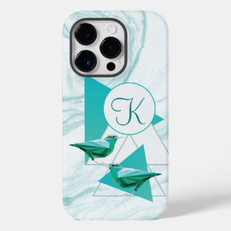 Geometric Blue Birds iPhone / iPad case