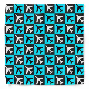 Geometric Blue Black Aviation Jets Airplane Bandana