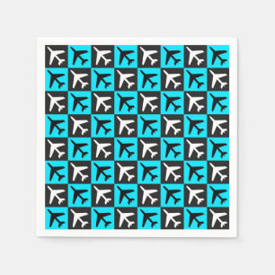 Geometric Blue Black Aviation Jets Airplane Napkins