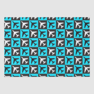 Geometric Blue Black Aviation Jets Airplane Tissue Paper