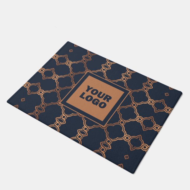 Geometric Blue Company Logo Doormat (Angled)