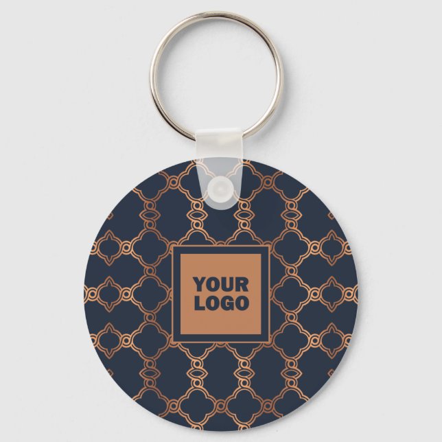 Geometric Blue Company Logo Keychain (Front)