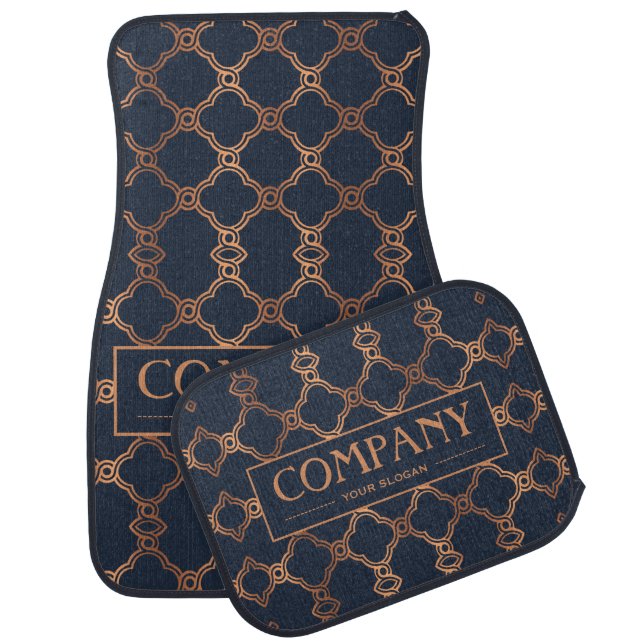 Geometric Blue Company Name, Car Floor Mat (Set)