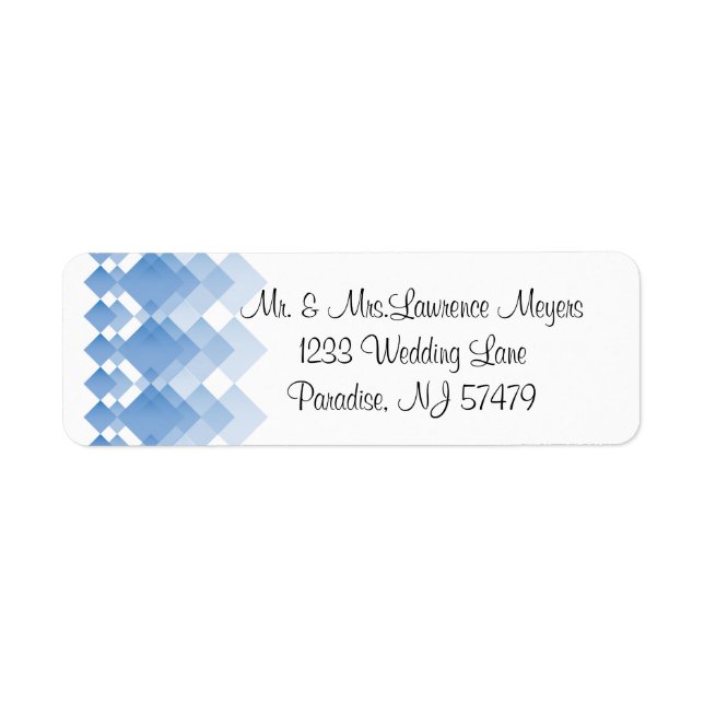 Geometric Blue Diamonds | Wedding Label (Front)