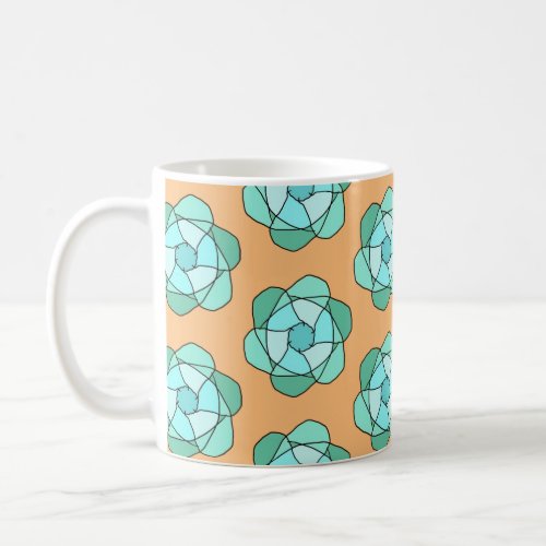 Geometric Blue Flower Coffee Mug