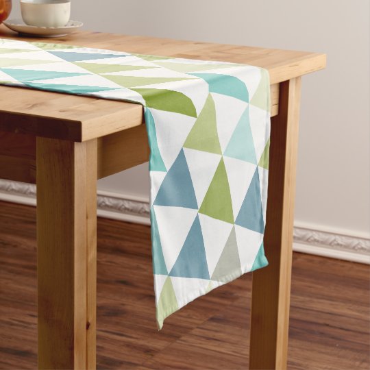 Geometric Blue Green Modern Pattern Short Table Runner